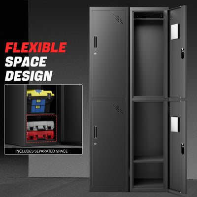 2-Doors Lockable Metal Storage Cabinet w/3 Spaces <br> Overall Dimensions(in.):71 H x 15 W x 17 D