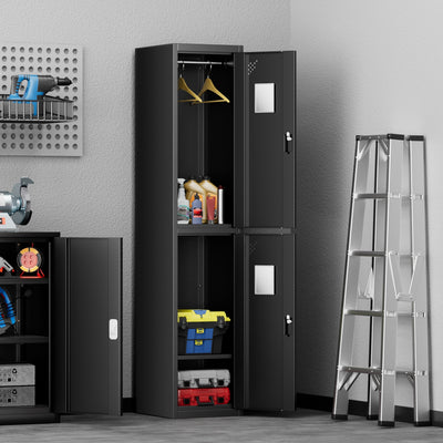 2-Doors Lockable Metal Storage Cabinet w/3 Spaces <br> Overall Dimensions(in.):71 H x 15 W x 17 D