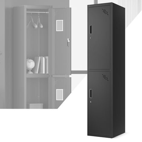 2-Doors Lockable Metal Storage Cabinet w/3 Spaces <br> Overall Dimensions(in.):71 H x 15 W x 17 D