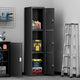 3-Doors Lockable Metal Storage Cabinet w/3 Spaces <br> Overall Dimensions(in.):71 H x 15 W x 17 D