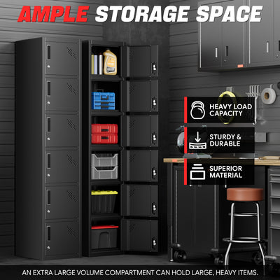 6-Doors Lockable Metal Storage Cabinet w/6 Spaces <br> Overall Dimensions(in.):71 H x 15 W x 17 D