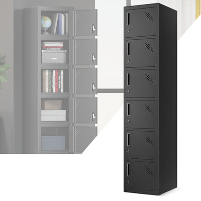 6-Doors Lockable Metal Storage Cabinet w/6 Spaces <br> Overall Dimensions(in.):71 H x 15 W x 17 D