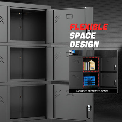 6-Doors Lockable Metal Storage Cabinet w/6 Spaces <br> Overall Dimensions(in.):15.74 D x 35.4 W x 39.3 H