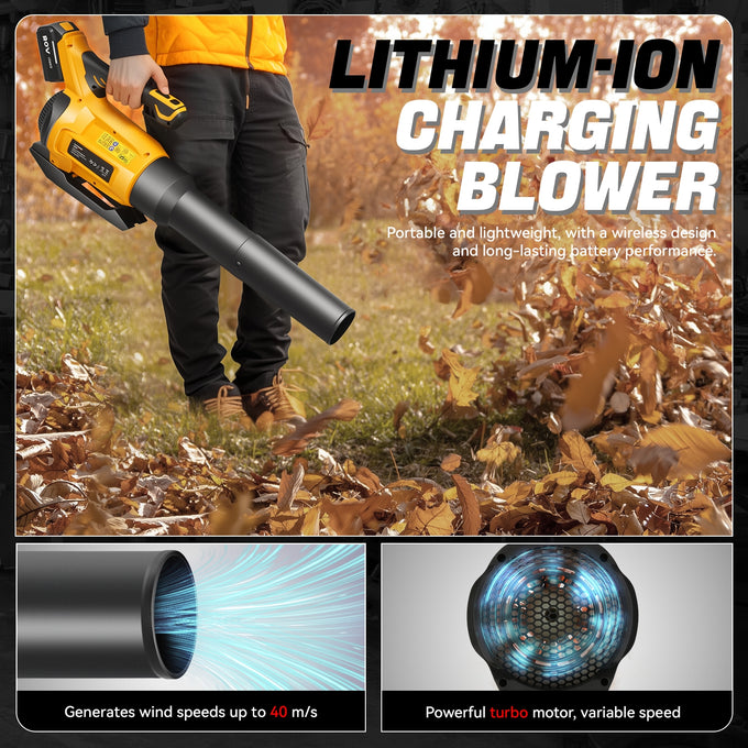 20V 4000 mAh Battery&Charger Brushless Leaf Blower<br>Maximum Wind Speed 40 m/s