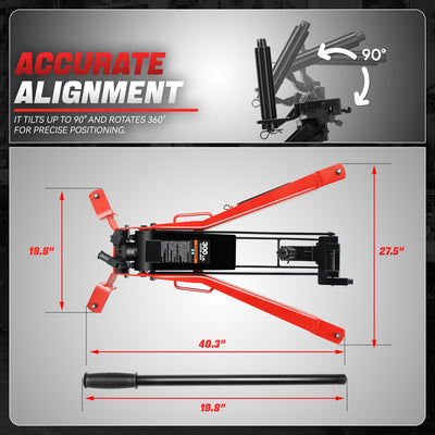 300lbs Capacity 4 Swivel Casters Clutch Jack<br>Lifting Range From 11.3-38.6 in.