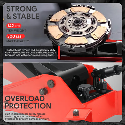 300lbs Capacity 4 Swivel Casters Clutch Jack<br>Lifting Range From 11.3-38.6 in.