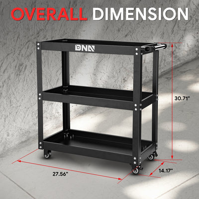 3 Tier Utility Rolling Tool Cart<br>w/ 4 x 3 in. Rubber Silent Wheel