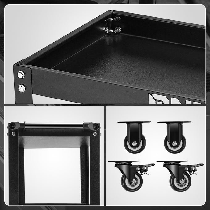 3 Tier Utility Rolling Tool Cart<br>w/ 4 x 3 in. Rubber Silent Wheel