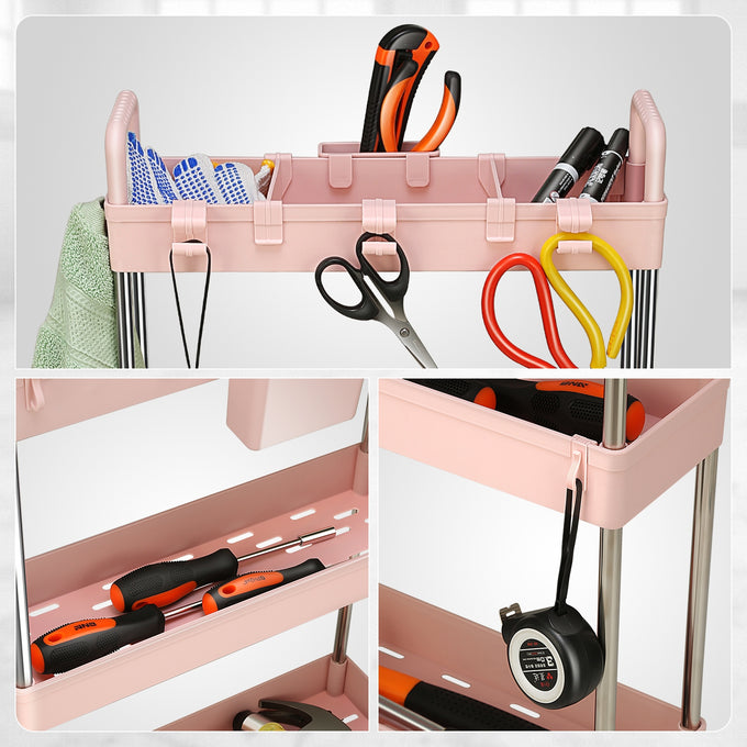 Heavy Duty 3-Shelf Slim Rolling Storage Cart<br>Plastic Shelves Diemsion 4.9 in. D x 15 in. W