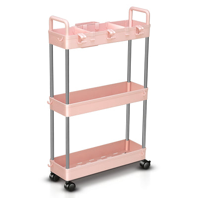 Heavy Duty 3-Shelf Slim Rolling Storage Cart<br>Plastic Shelves Diemsion 4.9 in. D x 15 in. W