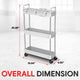 Heavy Duty 3-Shelf Slim Rolling Storage Cart<br>Plastic Shelves Diemsion 4.9 in. D x 15 in. W