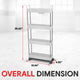 Heavy Duty 4-Shelf Slim Rolling Storage Cart<br>Plastic Shelves Diemsion 4.92 in. D x 15.04 in. W