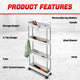 Heavy Duty 4-Shelf Slim Rolling Storage Cart<br>Plastic Shelves Diemsion 4.92 in. D x 15.04 in. W