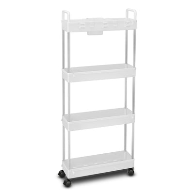 Heavy Duty 4-Shelf Slim Rolling Storage Cart<br>Plastic Shelves Diemsion 4.92 in. D x 15.04 in. W
