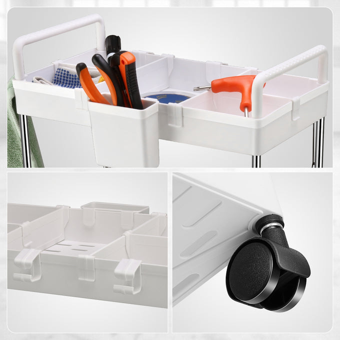 Heavy Duty 4-Shelf Slim Rolling Storage Cart<br>Plastic Shelves Diemsion 8.46 in. D x 15.2 in. W
