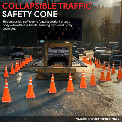 4Pcs 28 in. Foldable Collapsible Traffic Safety Cones<br>w/Heavy-Duty Base