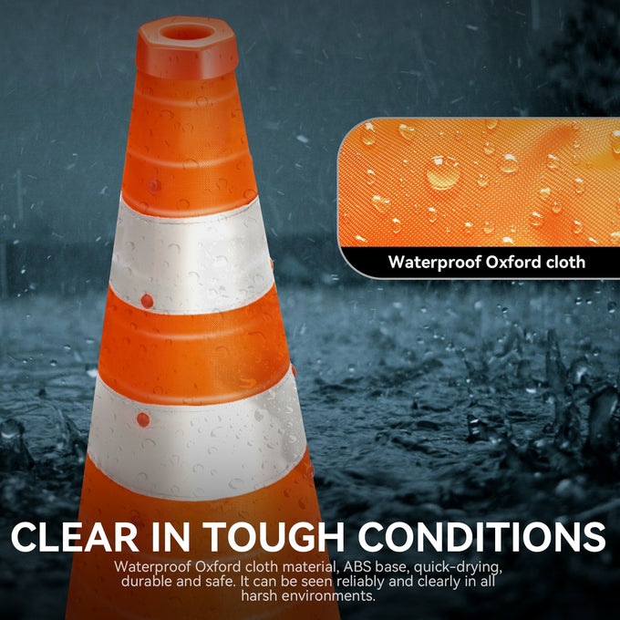 2Pcs 18 in. Foldable Collapsible Traffic Safety Cones<br>w/Heavy-Duty Base