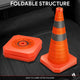 2Pcs 18 in. Foldable Collapsible Traffic Safety Cones<br>w/Heavy-Duty Base