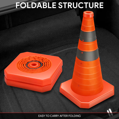 2Pcs 18 in. Foldable Collapsible Traffic Safety Cones<br>w/Heavy-Duty Base