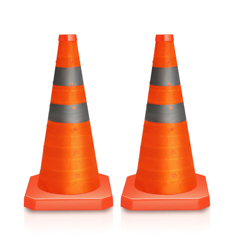 2Pcs 18 in. Foldable Collapsible Traffic Safety Cones<br>w/Heavy-Duty Base