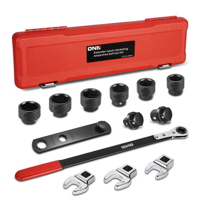 13Pcs Serpentine Belt Removal & Installation Tool Kit<br>17.5 in. In Length & 21-Tooth Reversible Ratchet