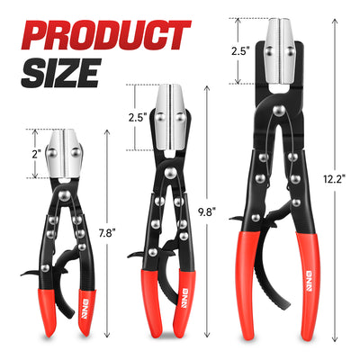 3Pcs Carbon Steel Hose Pinch-off Pliers Set<br>8 in.&10 in.&12 in.