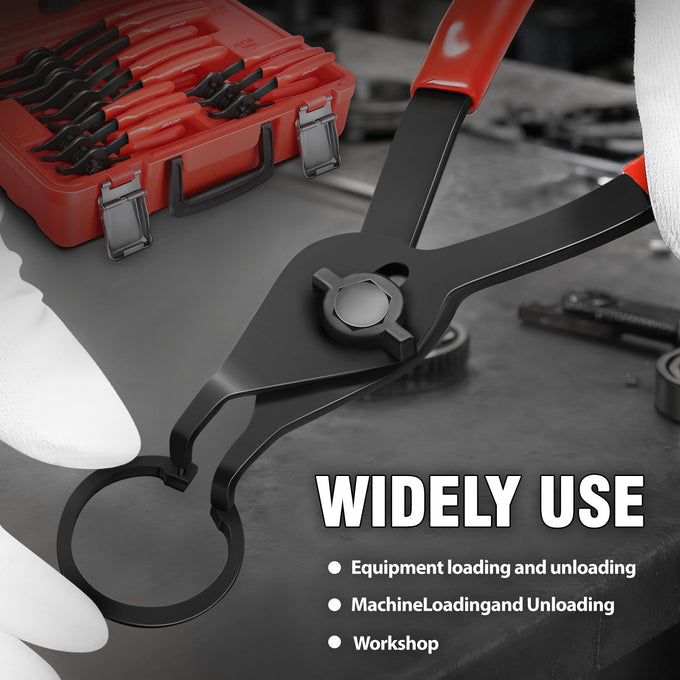 12Pcs Straight & Bent Retaining Snap Ring Pliers Set<br>0/45/90 Degree Fixed Tip Snap Ring Kit