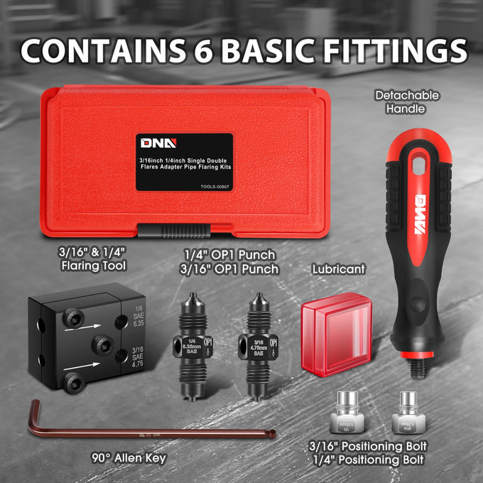 Detachable Handle Brake Line Double Flaring Tool Set<br>Creating 45degree SAE Double Single and Bubble Flares