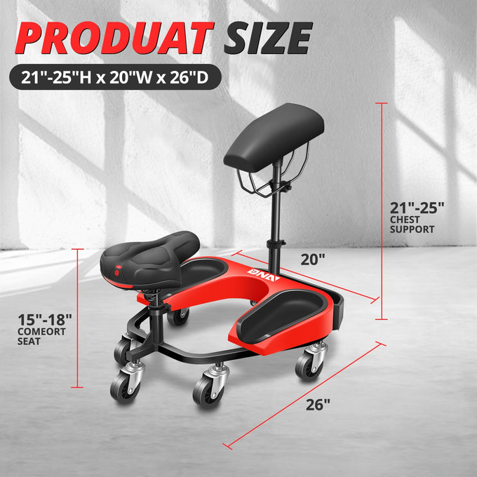 300lbs 5 Swivel Casters Kneeling Sitting Creeper<br>26 in. L x 20 in. W x 21-25 in. H
