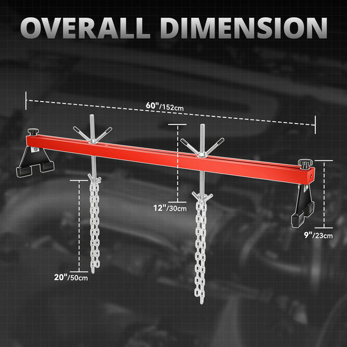 Adjustable Support Base 660lbs Engine Support Bar<br>Overall Dimension 60 in. x 9 in.