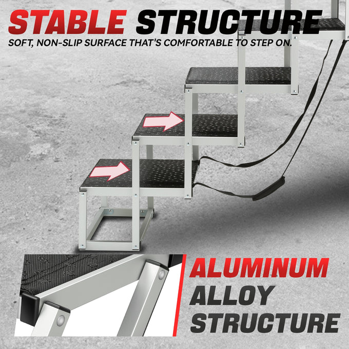 Portable Folding Non-Slip 5 Steps Dog Pet Stair<br>48.8 in. L x 29.9 in. H
