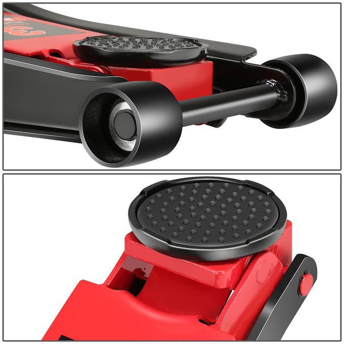 Dual Piston Pump 6000LBS Hydraulic Floor Jack<br>Large Steel Casters and 360-Degree Swivel Casters