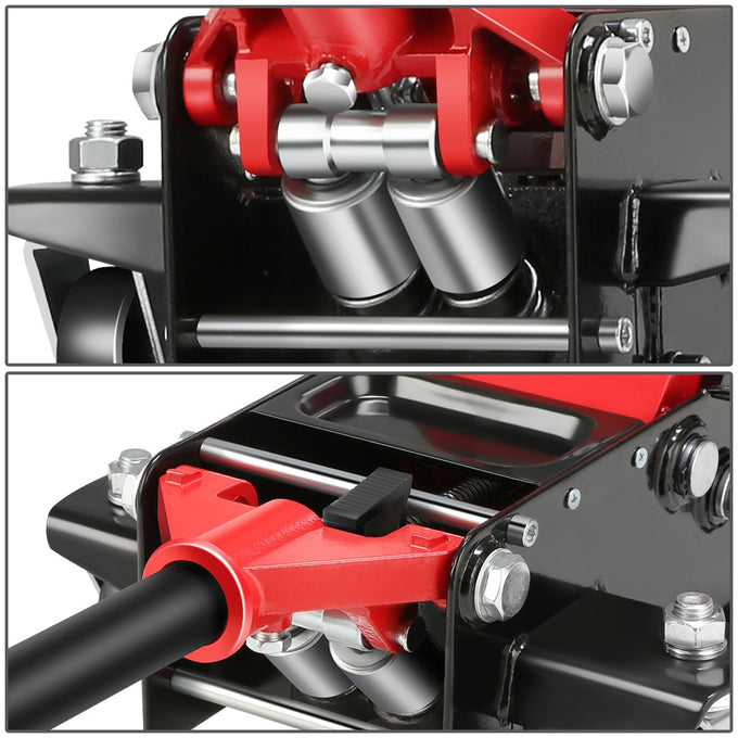 Dual Piston Pump 6000LBS Hydraulic Floor Jack<br>Large Steel Casters and 360-Degree Swivel Casters