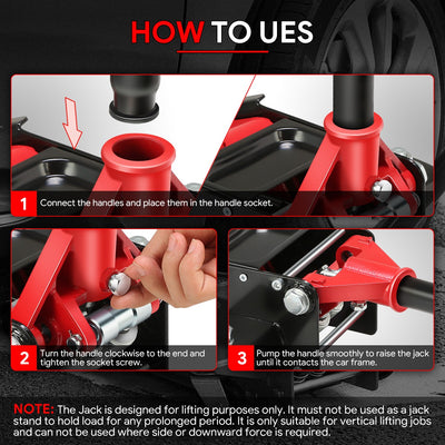 Dual Piston Pump 6000LBS Hydraulic Floor Jack<br>Large Steel Casters and 360-Degree Swivel Casters