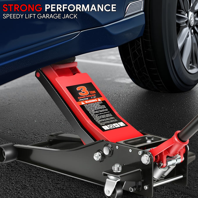 Dual Piston Pump 6000LBS Hydraulic Floor Jack<br>Large Steel Casters and 360-Degree Swivel Casters