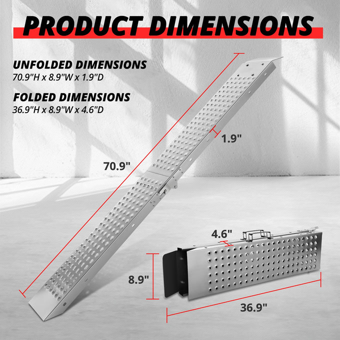 Heavt Duty Folding Ramps w/ 4 Dies<br>880 lbs Capacity 70 in. x 9 in.
