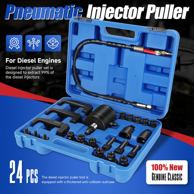 24Pcs 5-8 Bar Pneumatic Diesel Injector Puller Set<br>Air Vibration Injector Removal Tool
