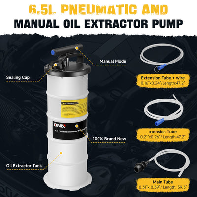 Fluid Pneumatic and Manual Oil Extractor Pump Tool Set<br>w/ Extended Oil Suction Hose&Brake Bleeding Hose