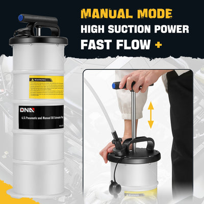 Fluid Pneumatic and Manual Oil Extractor Pump Tool Set<br>w/ Extended Oil Suction Hose&Brake Bleeding Hose