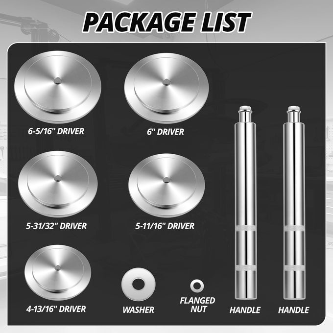2-Piece Handle Heavy Duty Truck Hub Seal Installer Set<br>Race & Seal Drivers For Class 7 8 Trucks