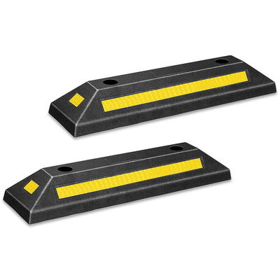 2Pcs Heavy Duty Garage Rubber Parking Stopper<br>21.2 in. X 5.7 in. X 3.14 in. w/ 1 Reflective Strip
