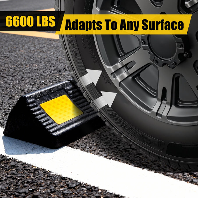 2Pcs Heavy Duty Garage Rubber Parking Stopper<br>22.8 in. X 4.33 in. X 3.34 in. w/ 1 Reflective Strip