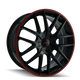 20x8.5in Gloss Black With Red Ring Wheel <br> 5x112/120 BP / 40 mm offset / 74.1 mm Hub