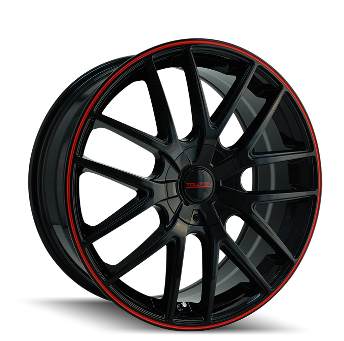 TR60 3260 18x8in Gloss Black With Red Ring Wheel <br> 5x110/115 BP / 40 mm offset / 72.62 mm Hub