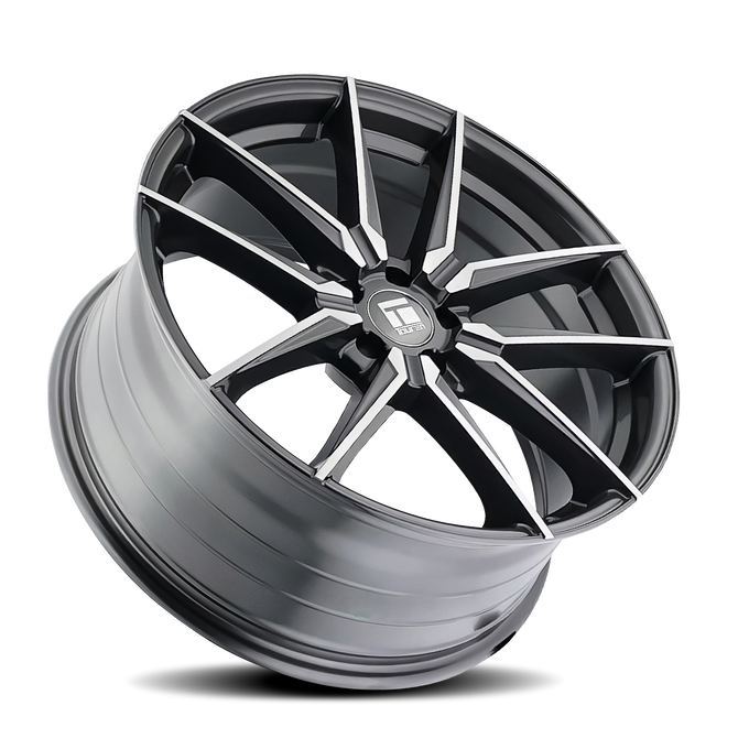 18x8in Gloss Graphite Brushed With Dark Wheel <br> 5x112 BP / 35 mm offset / 66.6 mm Hub