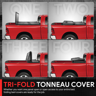 5.8Ft Bed Low Profile Tri-Fold Hard Tonneau Cover<br>19-25 Chevy Silverado 1500, GMC Sierra 1500