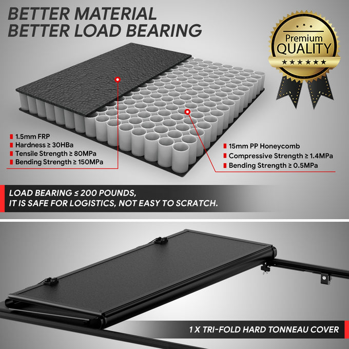 5Ft Bed Low Profile Tri-Fold Hard Tonneau Cover<br>16-23 Toyota Tacoma