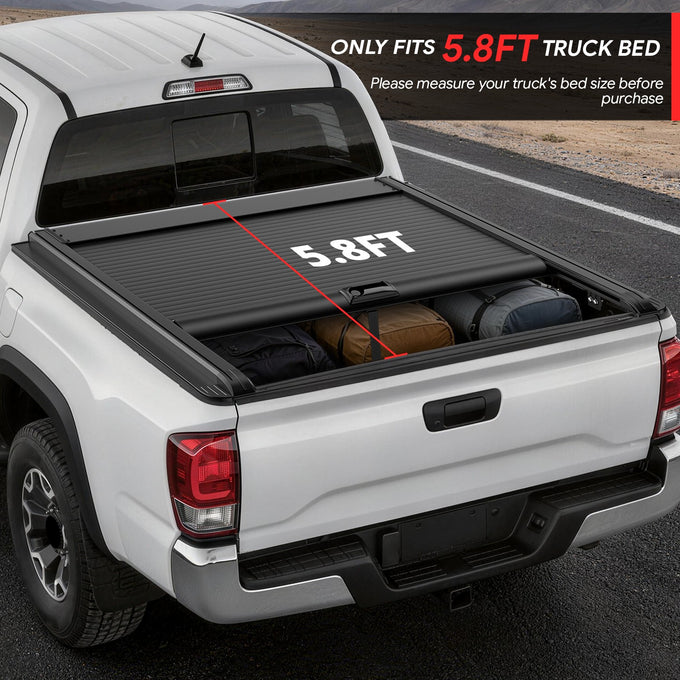 5.8Ft Bed Retractable Tonneau Cover<br>14-26 Chevy Silverado 1500, GMC Sierra 1500