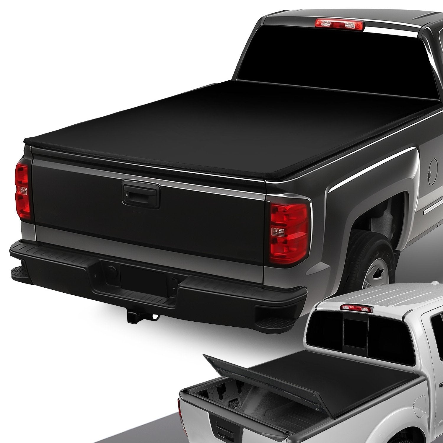 8 ft. Bed Soft Tri-Fold Tonneau Cover<br>07-13 Chevy Silverado / GMC Sierra 1500 2500 3500
