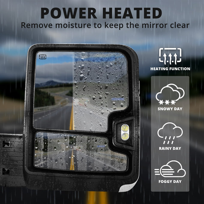 Chrome LED Turn Signals Powered Heated Tow Mirrors<br>19-25 Chevy Silverado 1500, 2022 Chevy 1500 LTD